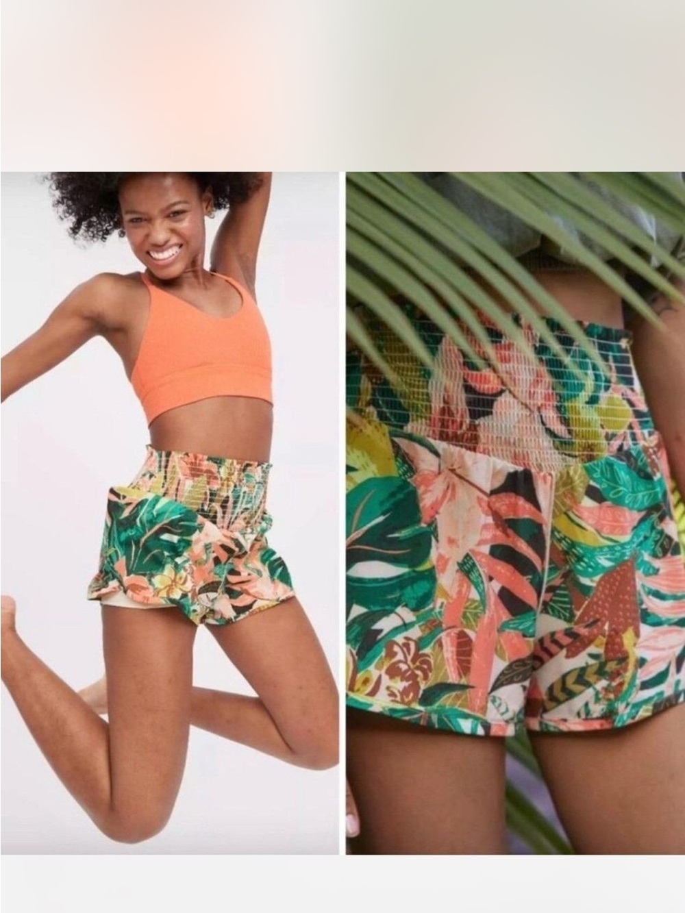 Offline by Aerie Real Me Tropical Botanical Smocked Shorts NWT XS
